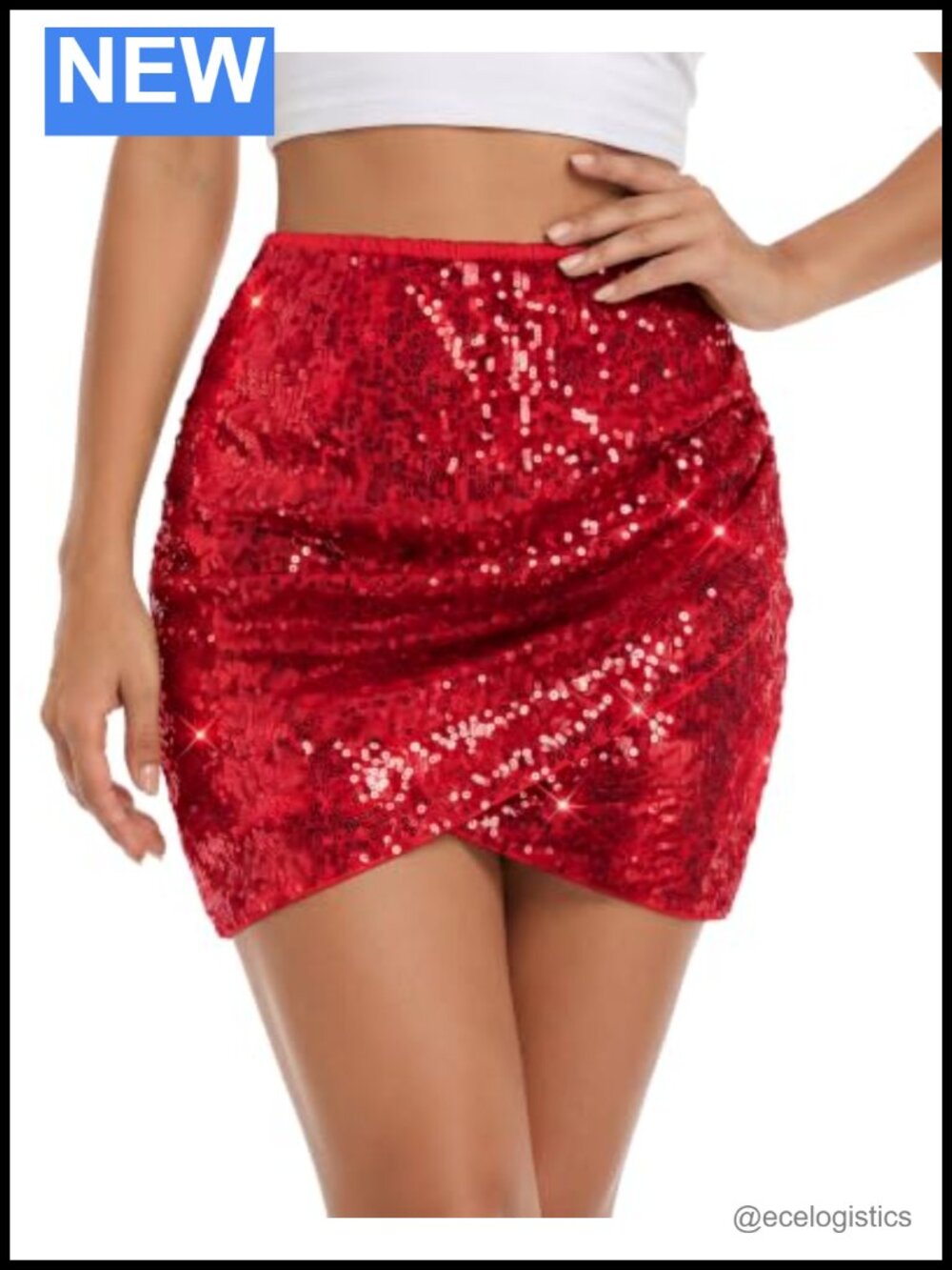 Sequin Bodycon Mini Skirt with Ruched High Waist, Sparkly Party Club Skirt